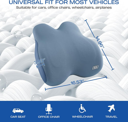 Skechers Memory Foam Lumbar Pillow,Lumbar Support Pillow for Office, Chair Lower Back Pain Relief Lumbar Pillow, Ergonomic Design Back Support Pillow for Office Chair, Car, Home, Travel,Black