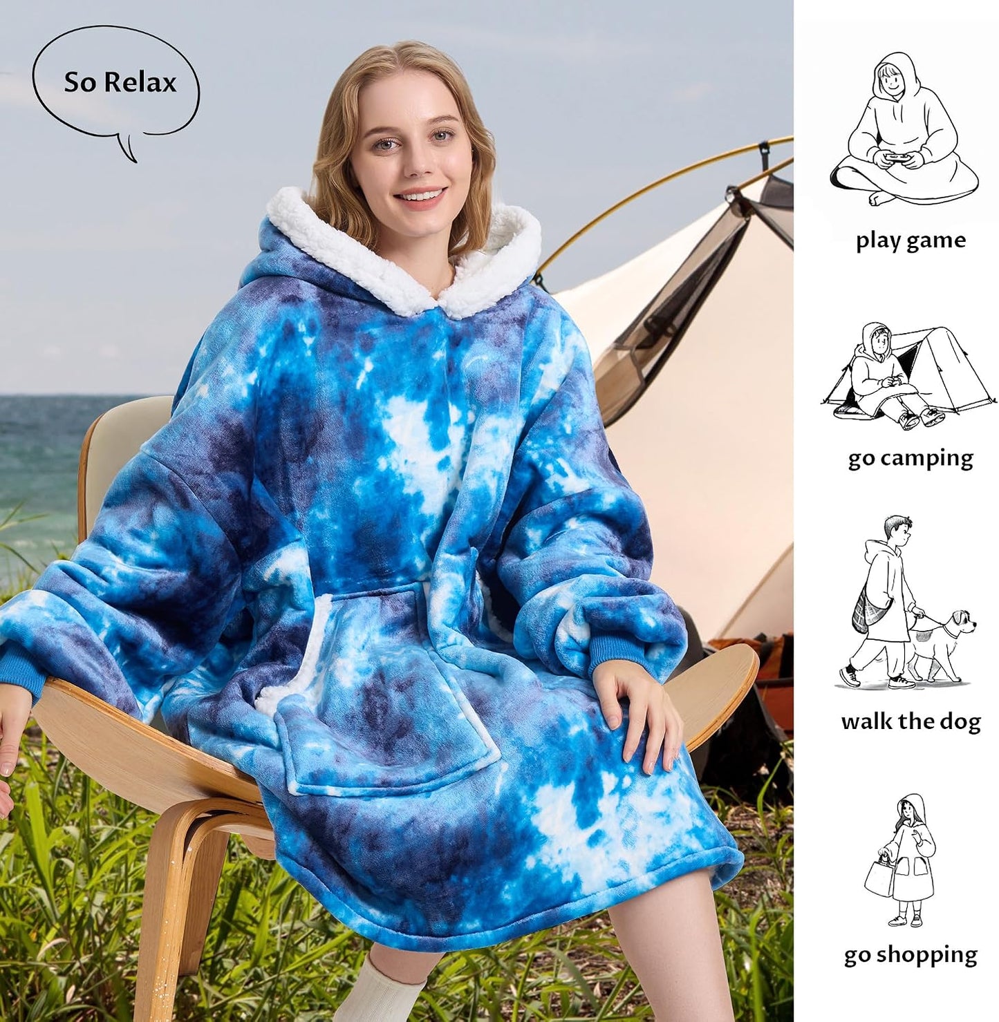 Kipswiza Wearable Blanket Hoodie Gifts for Women and Men, Oversized Cozy Warm Flannel Sherpa Hooded Blankets Sweatshirt with Giant Pockets for Adult and Teens, Dark Gray