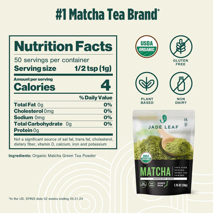 Jade Leaf Matcha Powder, Organic Culinary Grade, 30g / 1.06oz