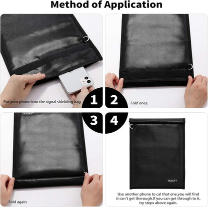 Faraday Bag (15 x 10 inches), Faraday Cage, Cell Phone Signal Jammer, Faraday Key Fob Protector, RFID Faraday Pouch Signal Blocker Anti-Theft Pouch, Anti-Hacking Case Blocker (Black)