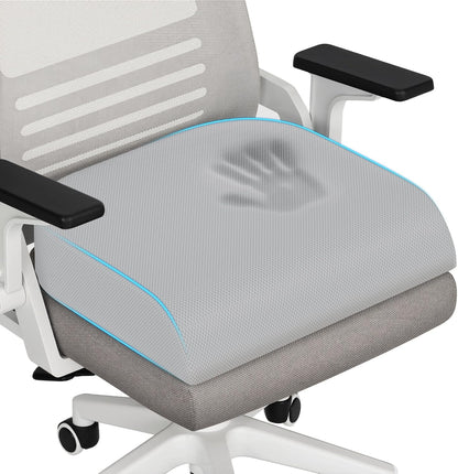 TranquilRelax Large Seat Cushion, Memory Foam Cushion for Long Sitting Hours on Office Chair, Car Seat, Non-Slip Chair Pad for Sciatica, Coccyx, Tailbone Pain Relief & Post-Surgery Recovery (Black)