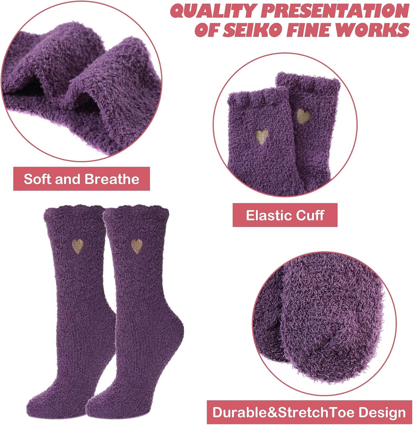 LINEMIN Womens Fuzzy Socks Cozy Fluffy Winter Warm Slipper Socks Microfiber Soft Home Sleeping Socks