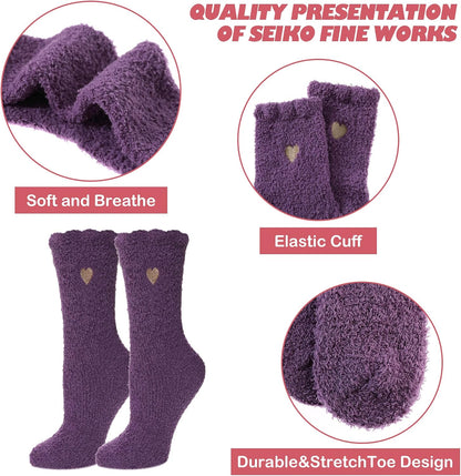 LINEMIN Womens Fuzzy Socks Cozy Fluffy Winter Warm Slipper Socks Microfiber Soft Home Sleeping Socks