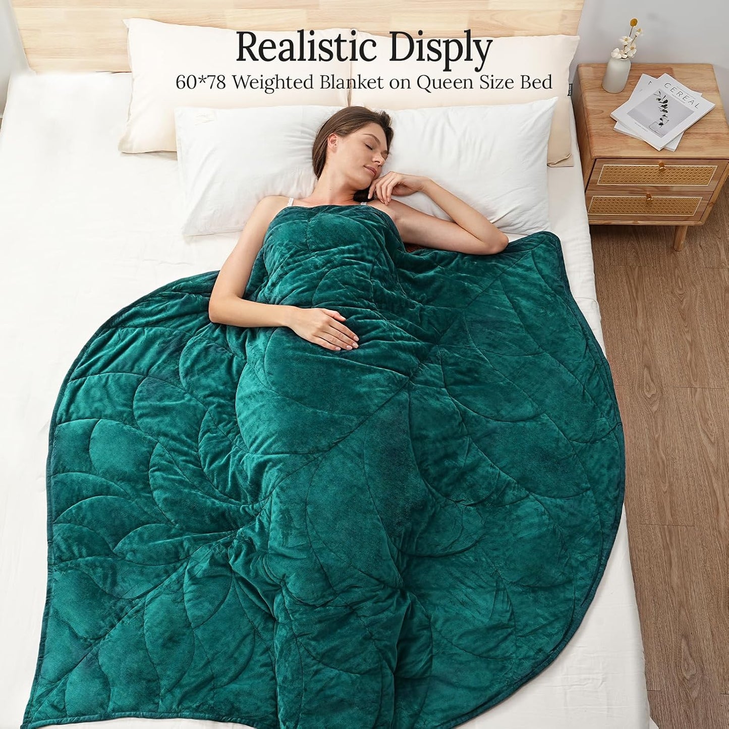 Kaisa Weighted Lap Blanket 7 lbs 41" x 53", Cozy Luxury Crystal Velvet Small Weighted Blanket for Adults, Portable Travel Weighted Blanket for Relaxation, All-Season Blanket, Machine Washable, Green