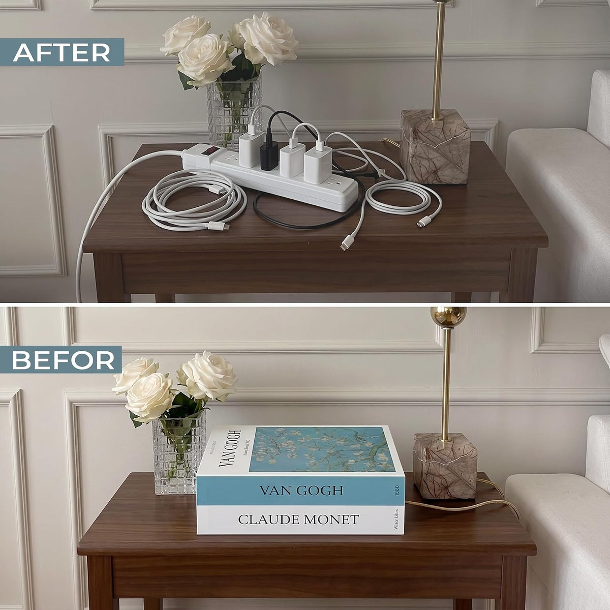 Decorative Cable Management Box, Book Shape Cord Organizer with Magnetic Lid