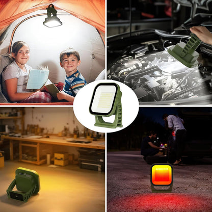 Rechargeable Work Light, 4000LM Magnetic Portable Work Light with Stand, 12000mAh Battery Powered LED Flood Light, USB-C, 180° Rotating for Garage, Car Repair, Camping