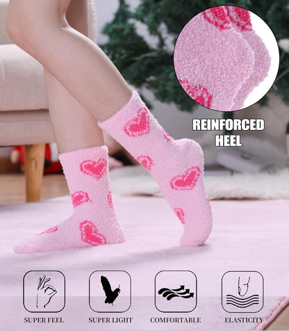 SDBING Fuzzy Socks for Women Soft Fluffy Home Sleeping Socks Cozy Warm Slipper Socks 6 or 5 Pairs