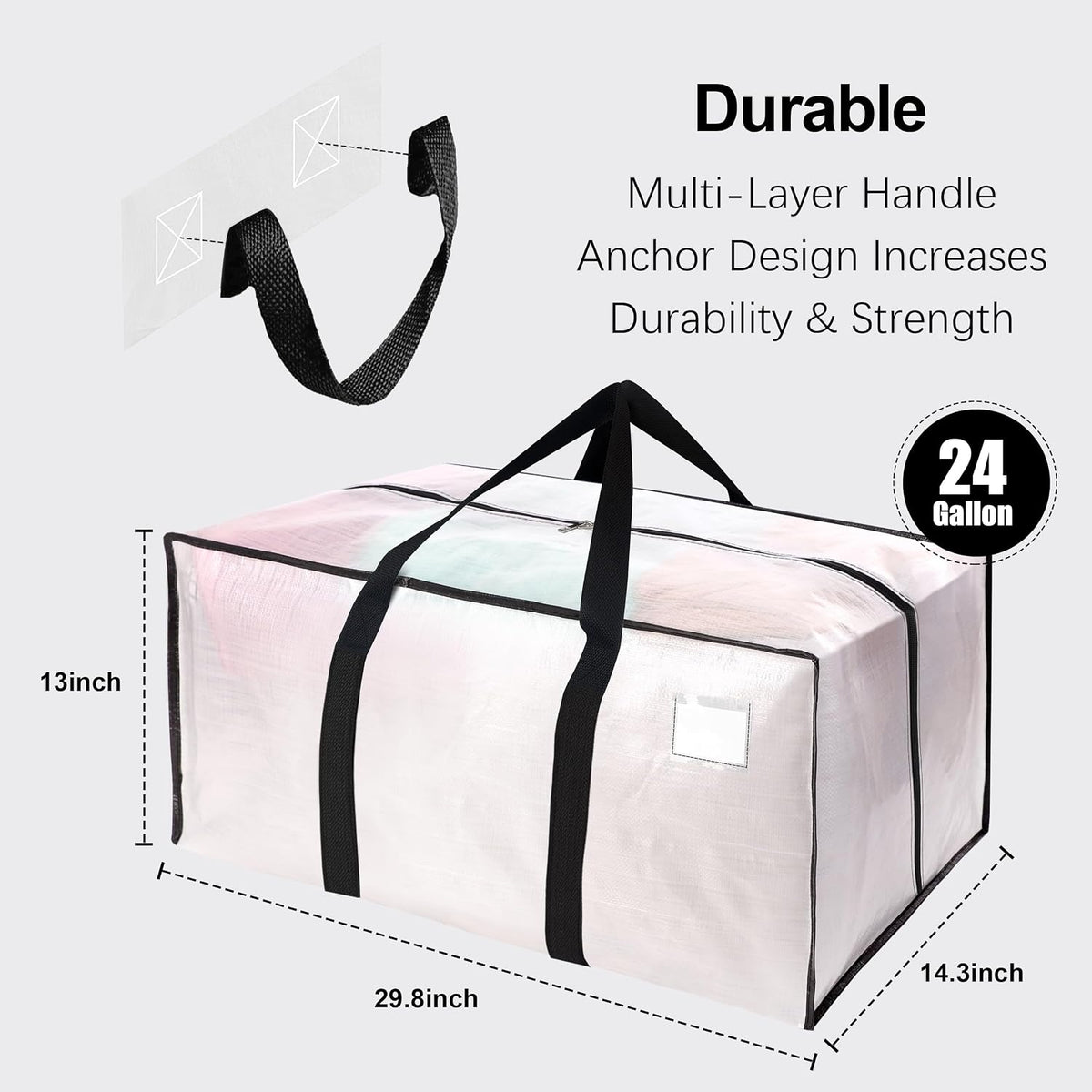 VELVETSURE Heavy Duty Extra Large Moving Bags W/Backpack Straps - Strong Handles & Zippers, Storage Totes For Space Saving, Fold Flat, Alternative to Box and Bin (Set of 6, Multicolor)