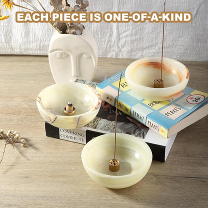 Koville Italian Travertine Incense Holder, 6" Incense Holders for Sticks, Sturdy Incense Burner Ash Catcher, Ideal for Meditation, Relaxing, Easy to Clean