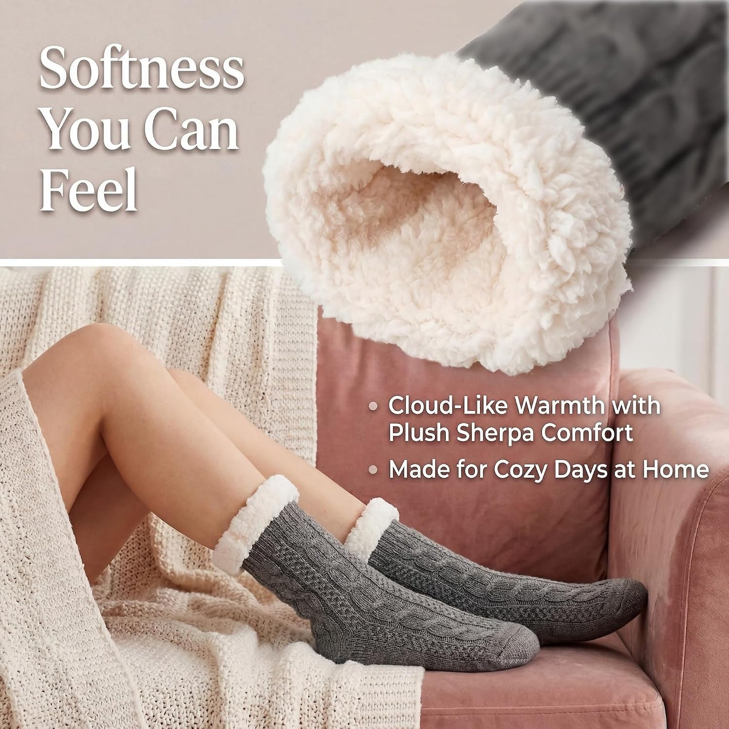Cozylook Fuzzy Slipper Socks for Women with Grips Warm Cozy Soft Non-Slip Winter Socks Cozy Gift Idea