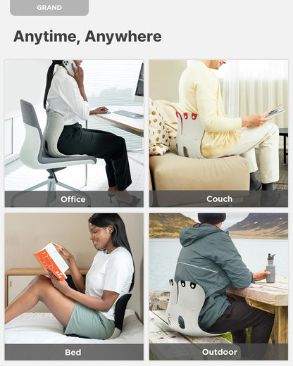 curble Grand– Extra Wide Ergonomic Seat Support, Sit Straighter Without Effort, Passive Posture Trainer for Office, Home & Car (Grey)