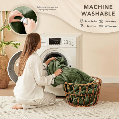 Homemate Electric Heated Blanket Twin - 62"x84" Heating Bed Blankets Throw with 10 Heating Levels 8 Hours Auto Off Fast Heating Over-Heated Protection Ultra Soft Warm Flannel ETL Certified Grey - Colors A