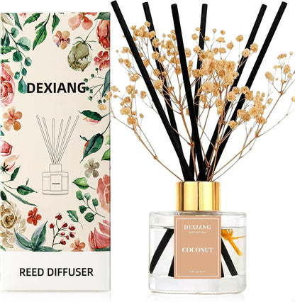 Reed Diffuser Set, Coconut 3.38 fl oz Oil Home Fragrance Bathroom Decor