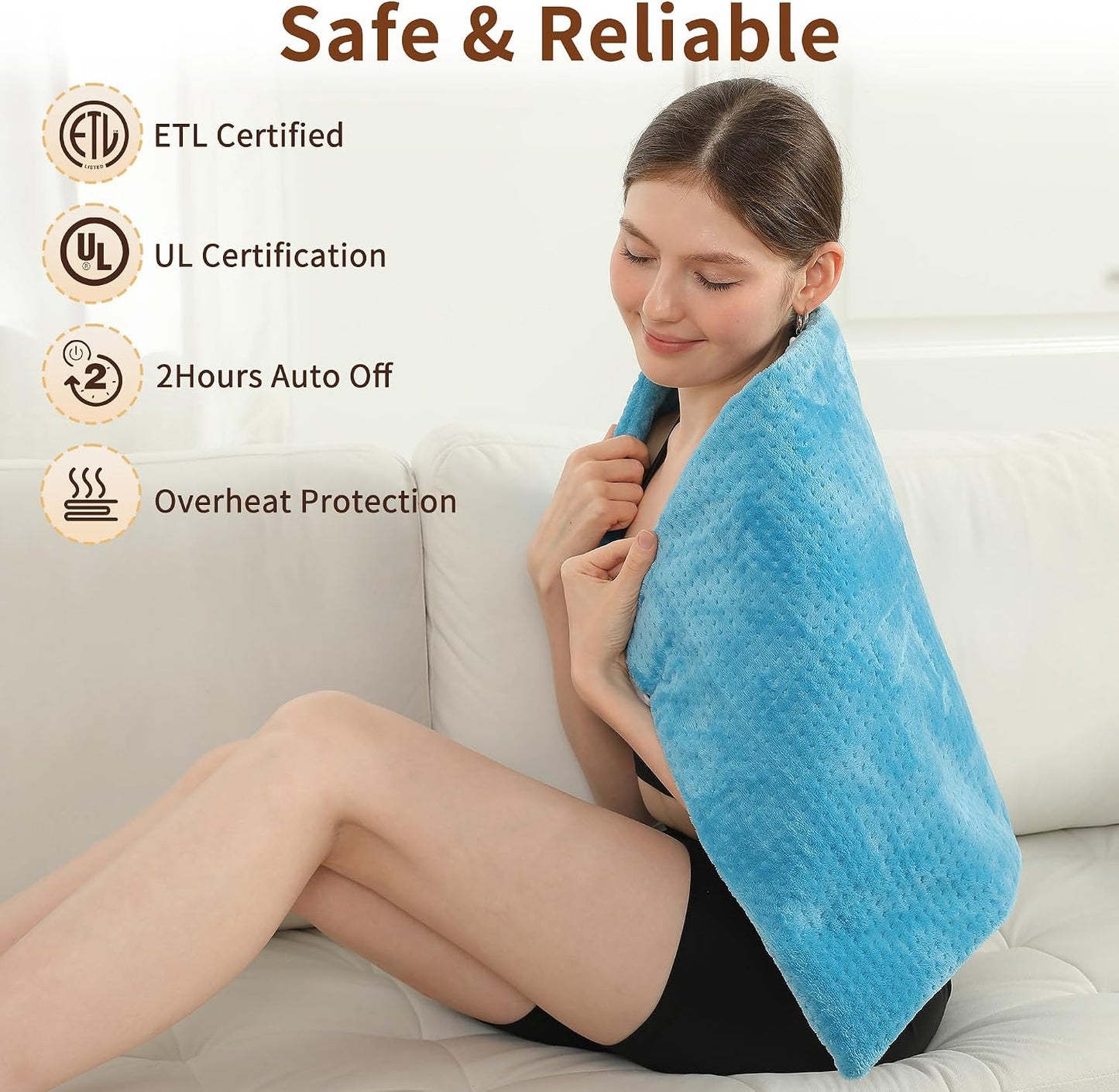 Electric Heating Pad HSA Eligible, Heated Pad for Back Neck Shoulder Pain Relif, Heating Pad for Period Cramps with 2H Auto Shut Off and 4 Heating Levels, 12"x24" Dark Grey