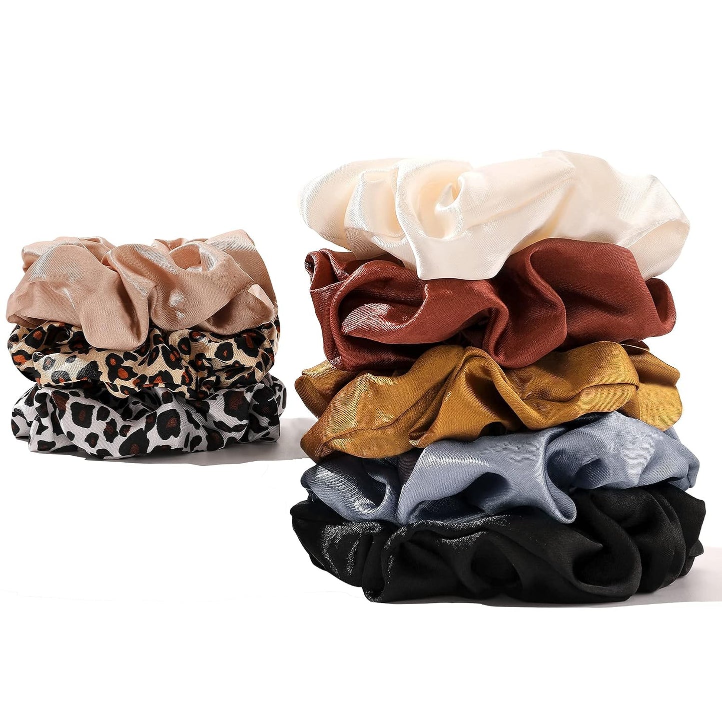 16 Pcs Scrunchies for Women - Black Satin Silk Scrunchies for Girls Hair Ties Elastics Bands Ponytail Holder Hair Accessories