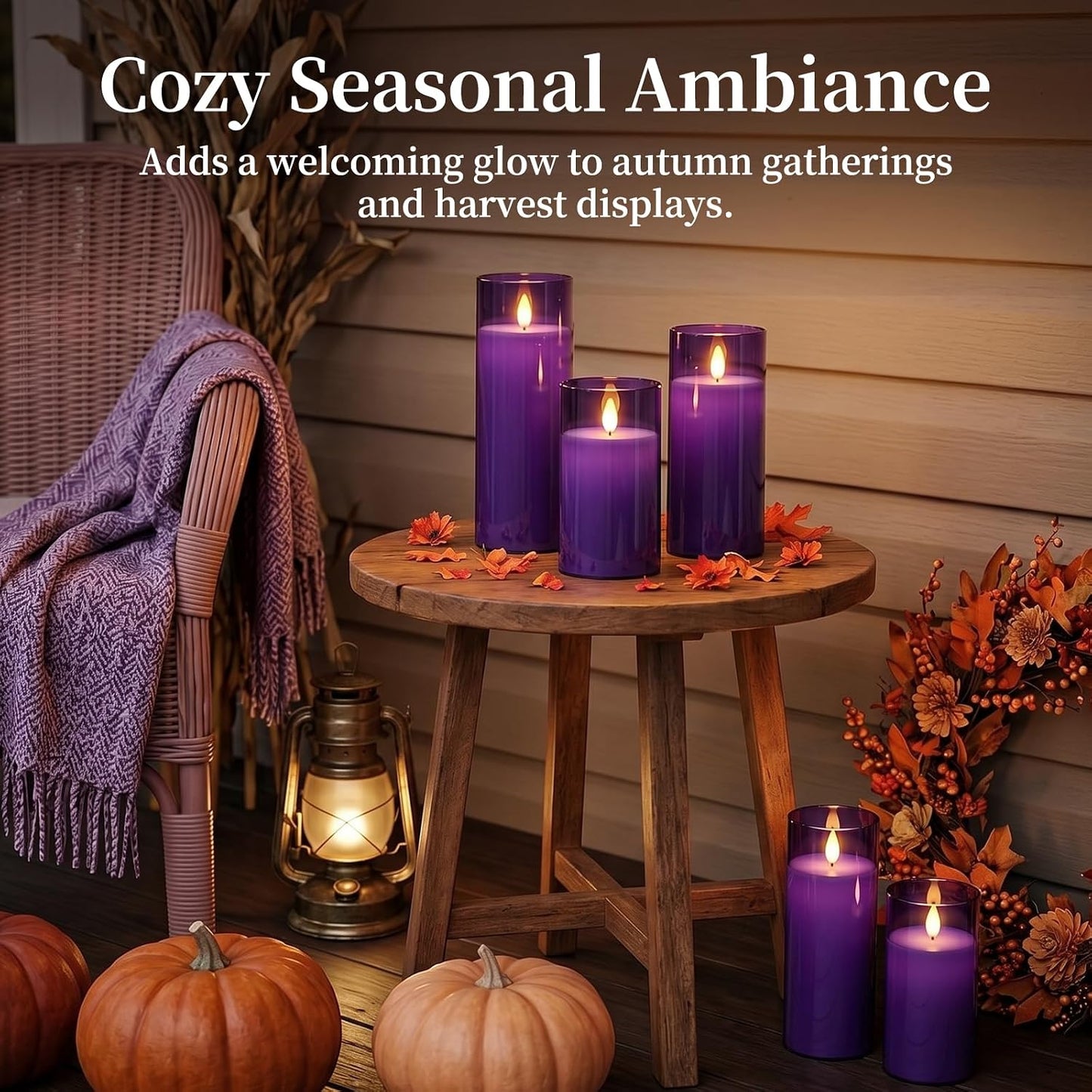 Homemory Gray Flickering Flameless Candles, Battery Operated Acrylic LED Pillar Candles with Remote Control and Timer, Halloween Decor, Set of 5