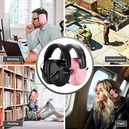 ProCase NRR 28dB Noise Reduction Ear Muffs, Foldable Adjustable Passive Noise Cancelling Headphones for Adults Kids Autism, Hearing Protection for Shooting, Construction, Mowing, Studying -Black - Colors B