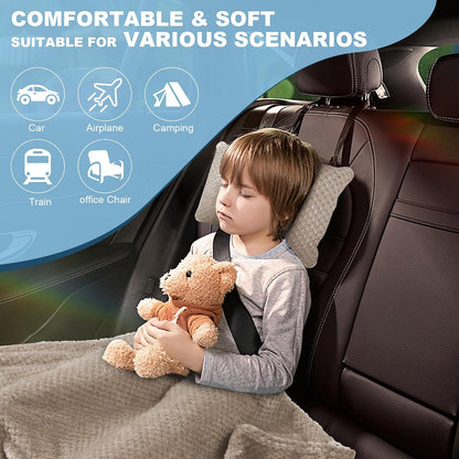 Travel Blanket Airplane Compact with Bag, Travel Essentials 3 in 1 Packable Airplane Blanket, Travel Pillow and Blanket Set, Inflatable Pillow, Luggage Sleeve & Backpack Clip (Light Grey)