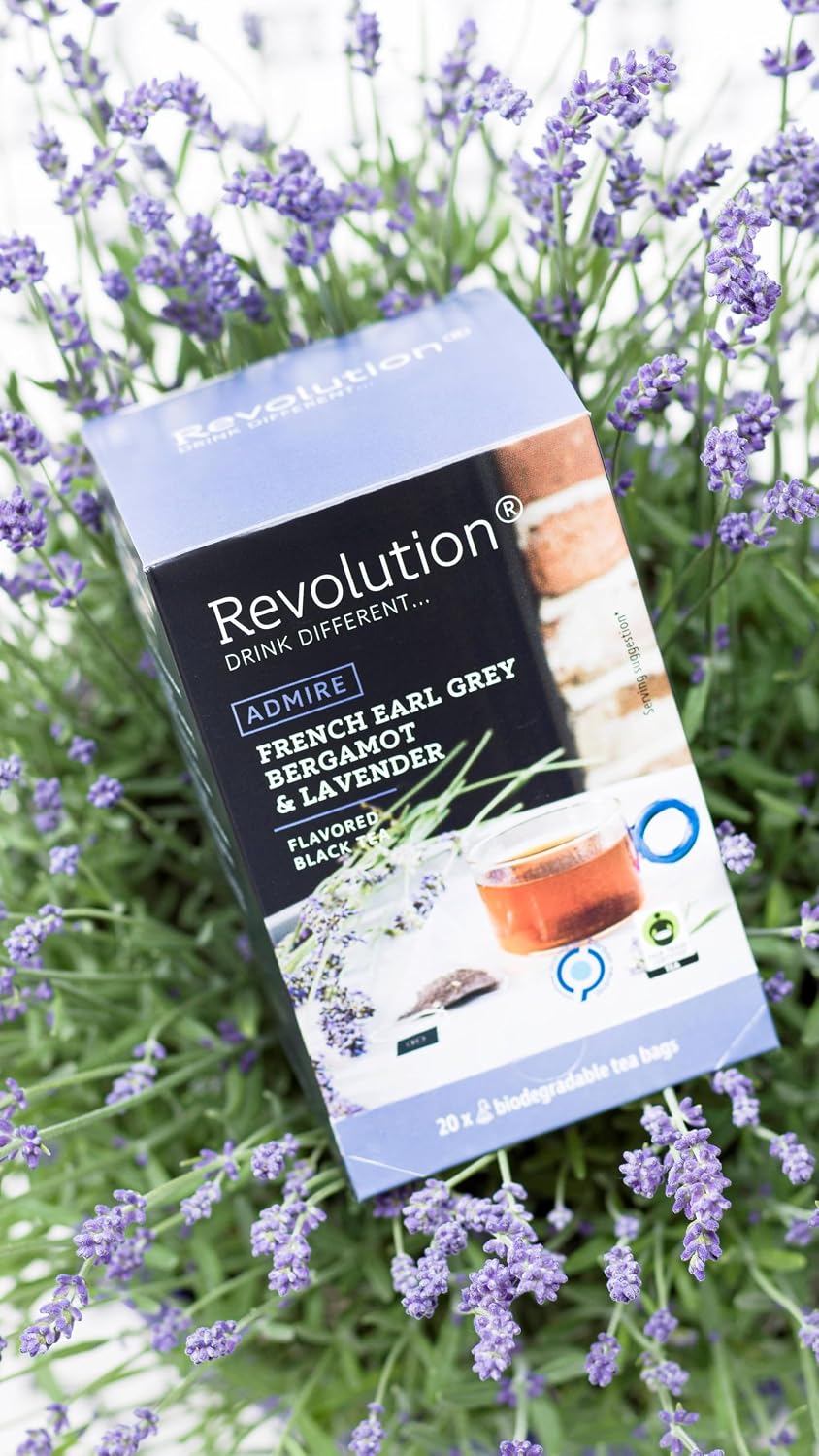 REVOLUTION TEA® Earl Grey Lavender [THE ORIGINAL] – French Earl Grey Bergamot & Lavender – Premium Full Leaf Tea – Biodegradable Infuser Tea Bags – Flavored Black Tea – 20 Bags
