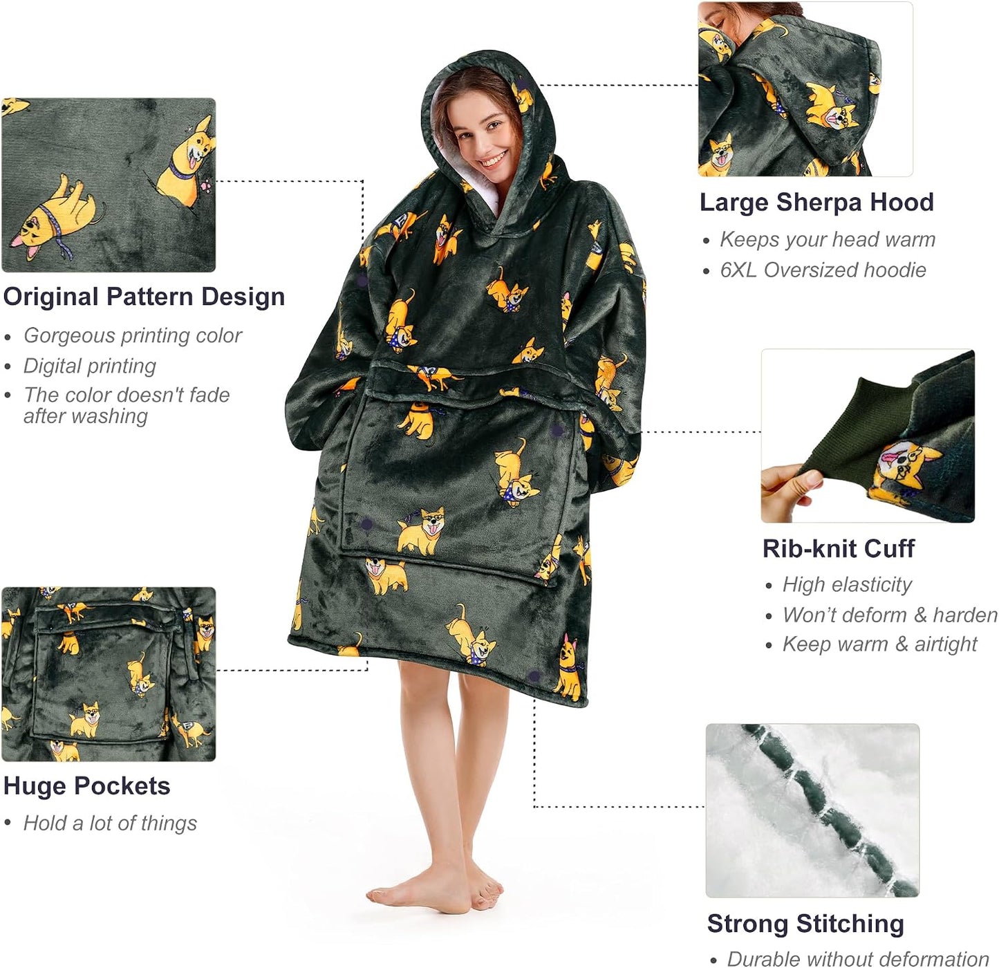 Narecte Cozy Oversized Blanket Hoodie Wearable Blanket Adults Soft Hooded Blanket Hoodie Birthday Gifts for Women Christmas - Colors A
