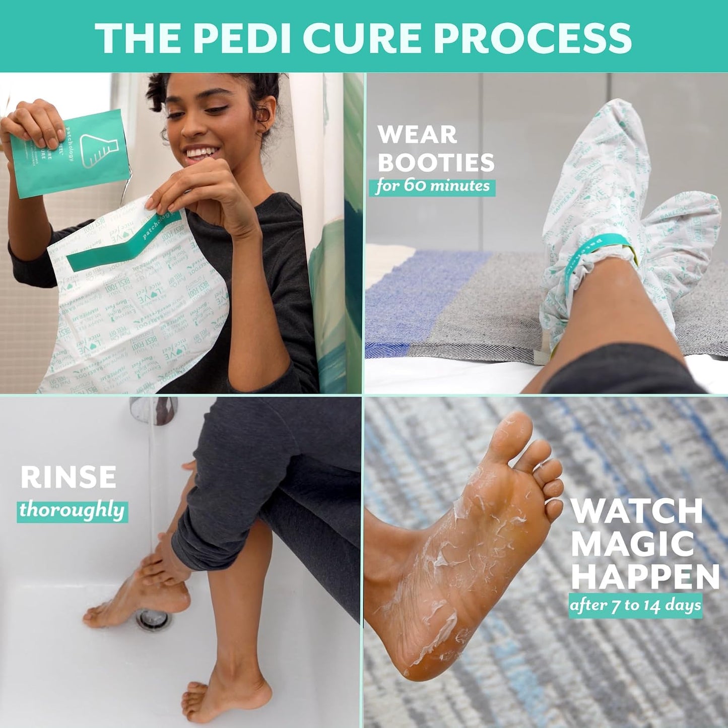 Patchology PoshPeel Pedi Cure - Foot Peel Mask Soak Treatment, Feet Peeling Mask, Pedicure Booties with Deep Exfoliation for Baby-soft Skin, Pedicure Supplies for Foot Care, 1 Pair