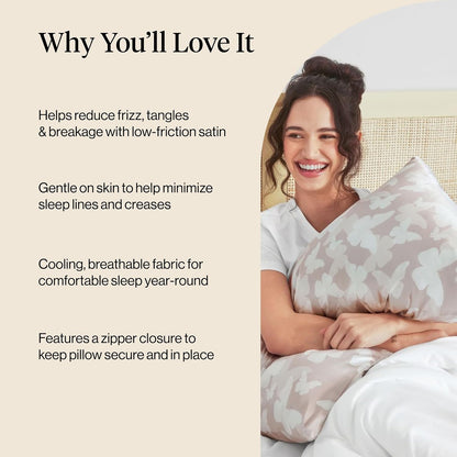 Kitsch Satin Pillowcase with Zipper for Hair & Skin - Softer Than Silk Pillow Cases, Smooth Cooling Satin Pillow Case, Wrinkle-Free, Machine Washable - Pillow Cases Standard Size (19x26) - Blush