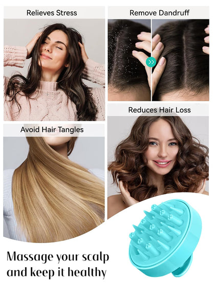 HEETA Hair Scalp Massager for Hair Growth, Shampoo Brush, Scalp Scrubber Exfoliator with Soft Silicone Bristles for Dandruff Removal to Relieve Stress, Wet Dry Use Updated Material, Beige