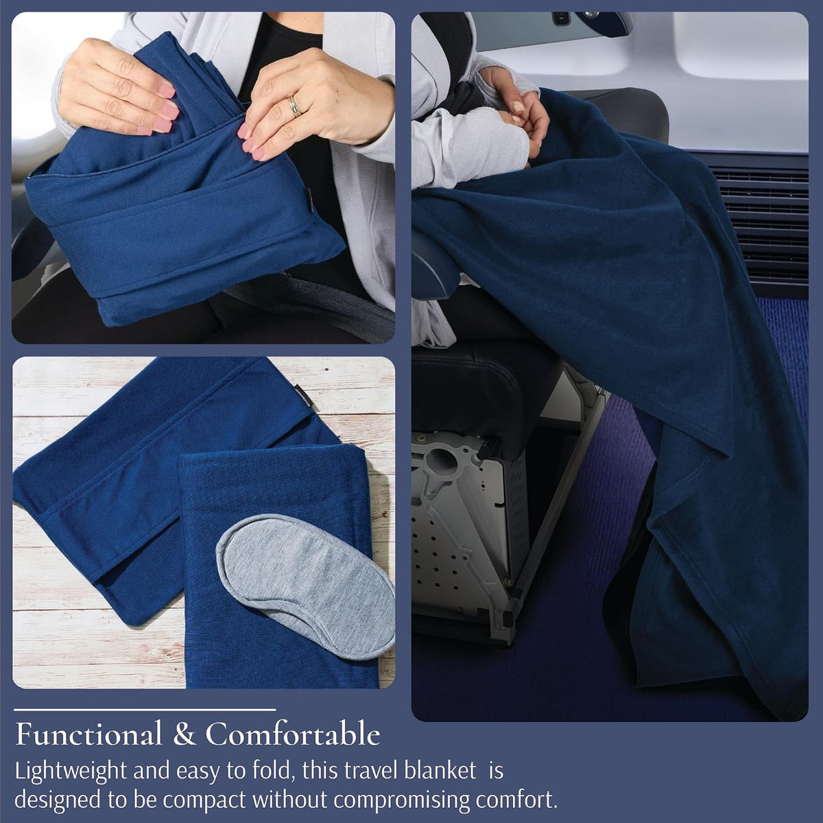 Brookstone Travel Blanket 2-in-1 Soft Throw with Carrying Pouch