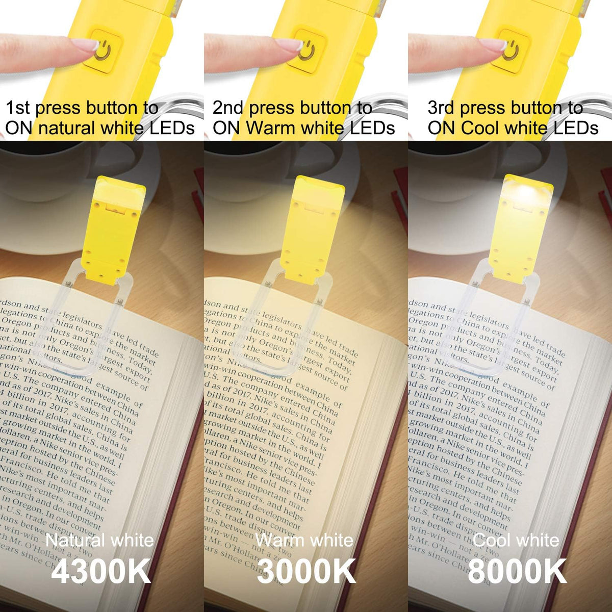 HONWELL Rechargeable Book Light, Clip On LED Reading Lights for Kids Reading in Bed, 3 Brightness Levels Dimmable Bookmark Light for Eye-Protection, Portable Reading Lamp for Bookworms, Travel(Orange)