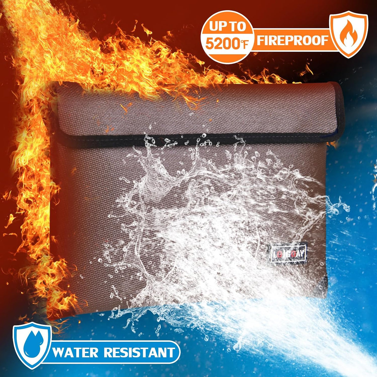 Fireproof Document Bag - with 5200°F Heat Insulated, Waterproof Fireproof Bag with Zipper, 8 Layers of Functional Materials, Fireproof Money Bag for Cash/Documents/Valuables, Fire bag 11"x7.7"