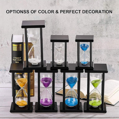 SuLiao Wood Hourglass 30 Minute, Black Wooden Stand Sand Timer Clock, Black Sand Watch 30 Min, Antiguo Reloj De Arena Half Hour, Large Unique Glass Sandglass for Home, Desk, Office Decorative
