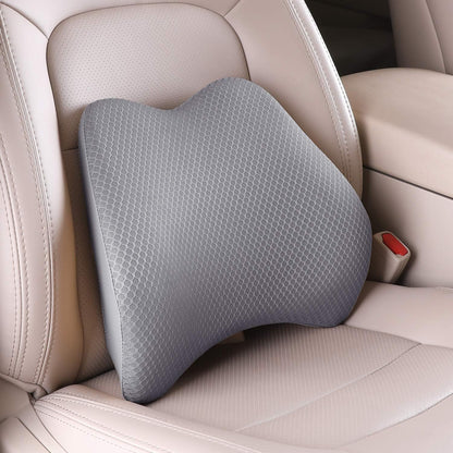 Memory Foam Lumbar Support Pillow for Car - Lower Back Support Cushion for Driving, Back Pain Relief for Car Seat, Office Chair, Wheelchair (Gray)
