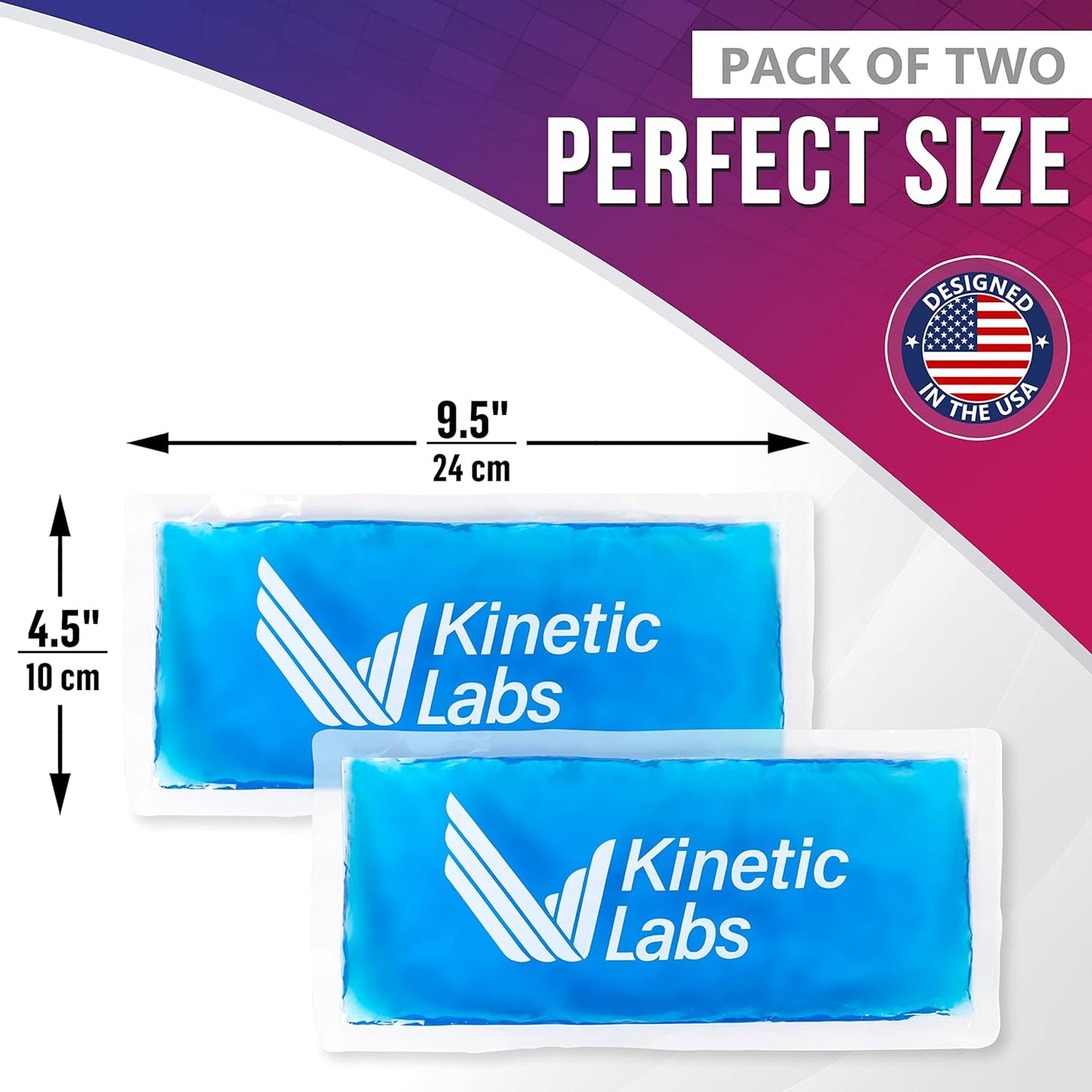 Ice Packs for Injuries Reusable (2 Pack) – Flexible Gel Ice Pack for Knee, Shoulder, Back – Soft Hot & Cold Therapy – Kinetic Labs