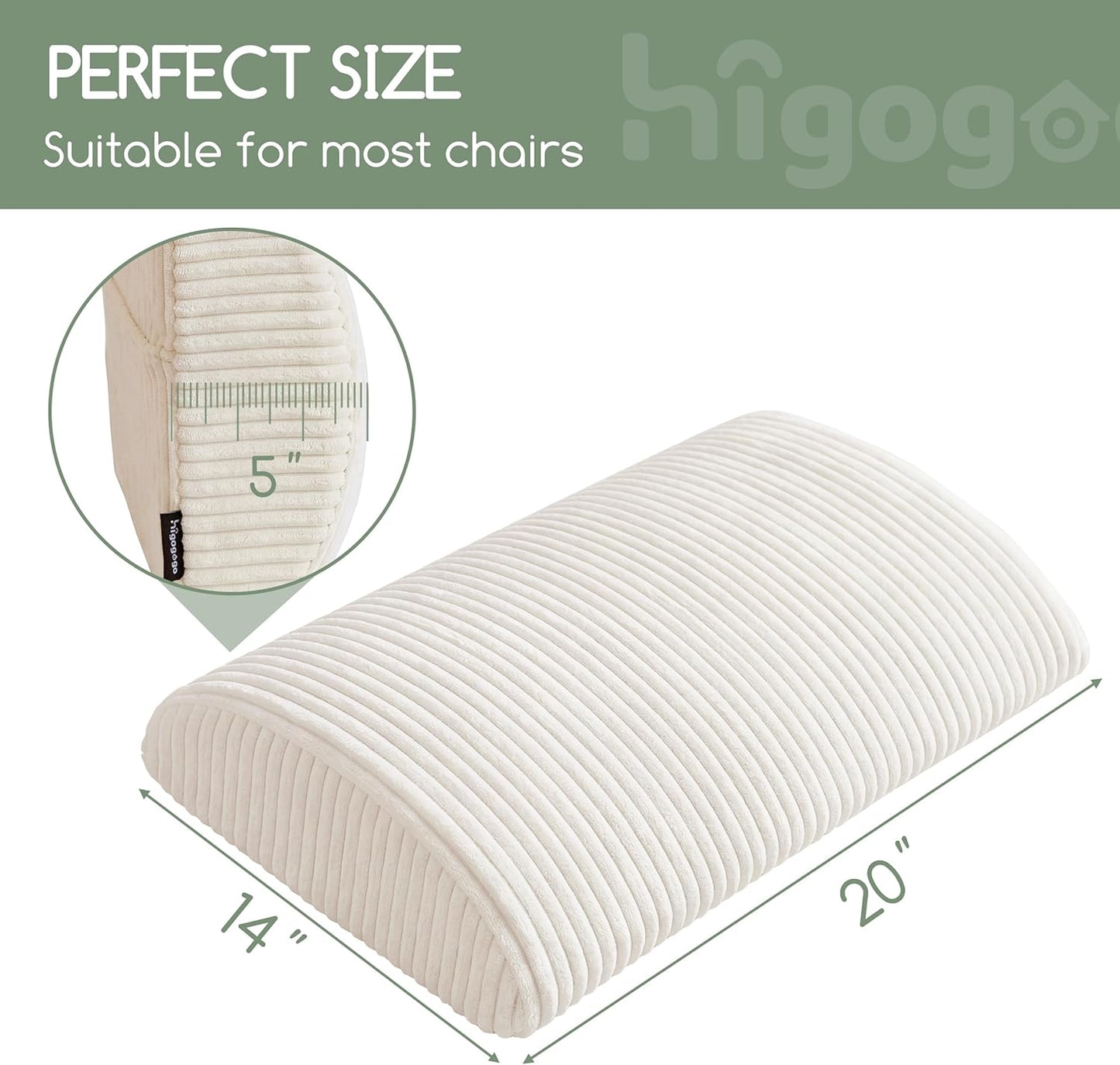 HIGOGOGO Lumbar Support Pillow for Recliner Chair/Accent Chair/Couch, Memory Foam Back Support Cushion for Elderly, Recliner Cushions for Back Rest, Pain Relief, Reading, Washable Cover, Dark Grey