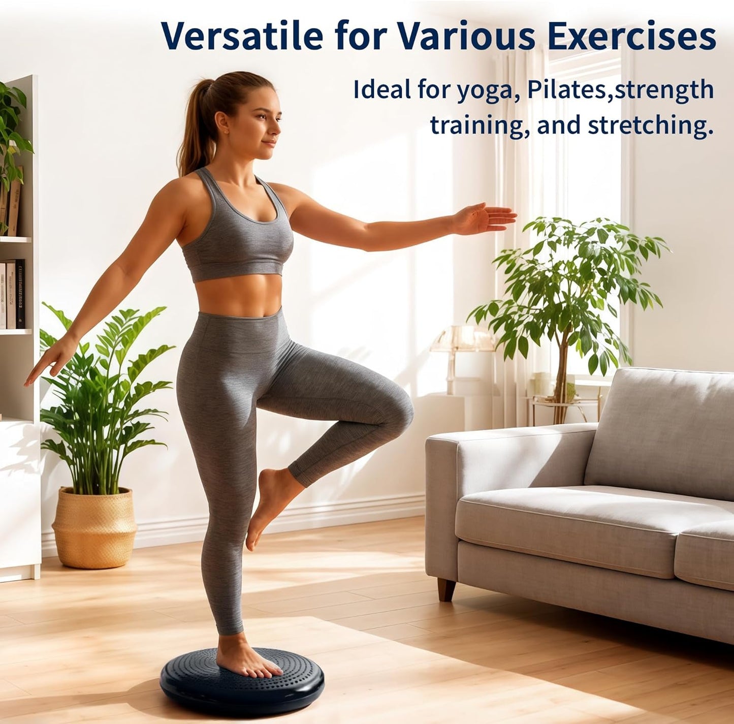 Wobble Cushion Balance Disc, Extra Thick Sensory Pad for Kids & Adults, Flexible Seating Core Strength Trainer for Posture Correction, Desk, Yoga & Stability Workout with Pump