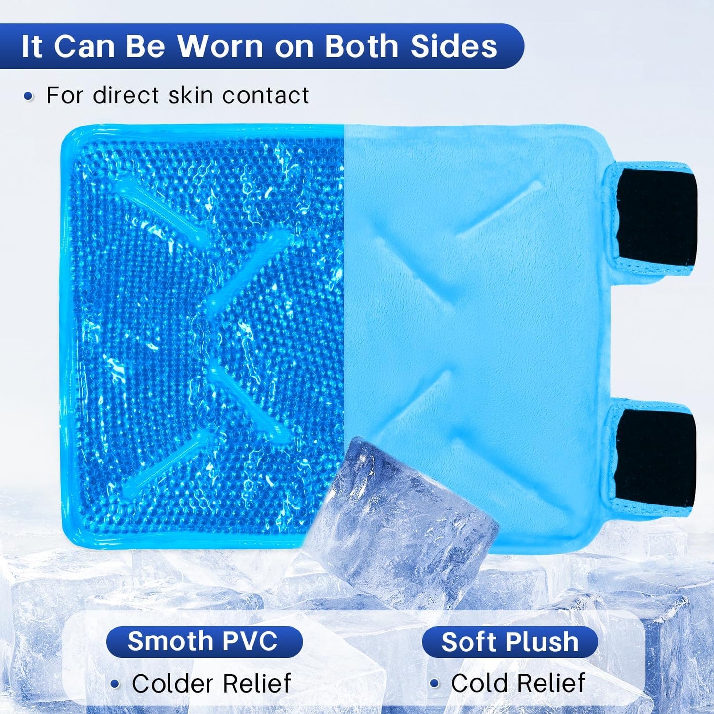 Knee Ice Pack Wrap for Pain Relief Reusable Gel Ice Wrap for Leg Injuries Swelling Knee Replacement Post-Surgery Recovery Adjustable Cold Compression Therapy Wrap for Arthritis