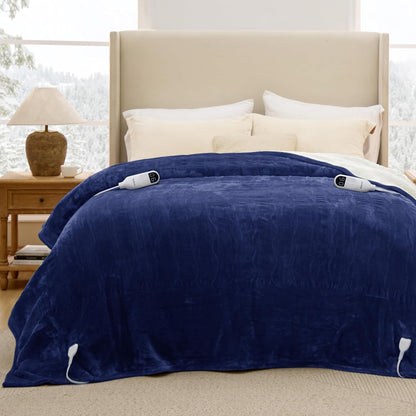 Bedsure Heated Blanket Throw Blanket with Preheat Function - Fast Heating Electric Blanket, Soft Flannel Throw with 6 Time Settings(Up to 10H), 6 Heating Settings, Gifts for Grandma (50"x60", Cream)