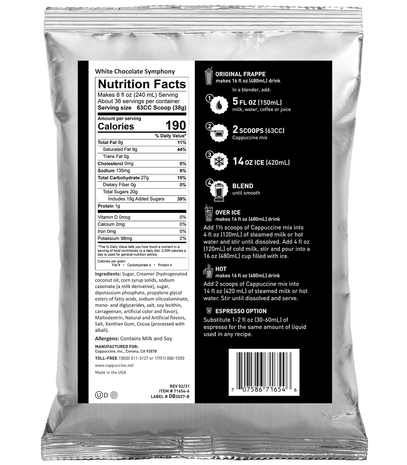 Cappuccine Sweetened Matcha Green Tea, 3 Pounds