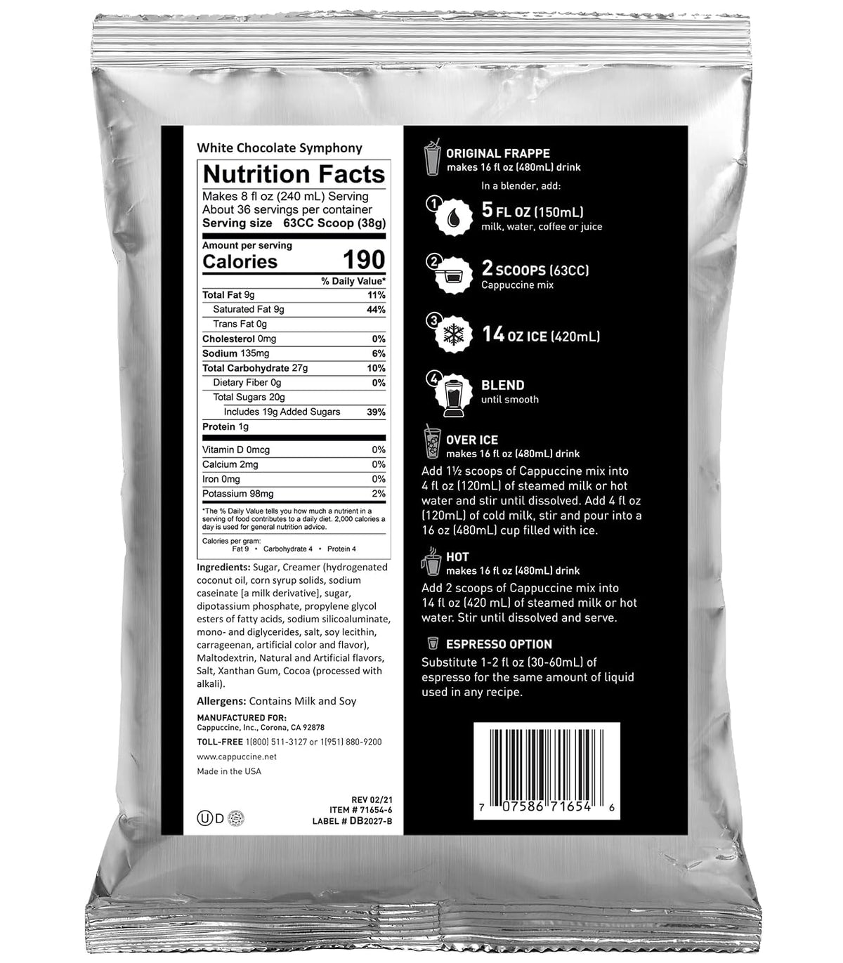 Cappuccine Sweetened Matcha Green Tea, 3 Pounds