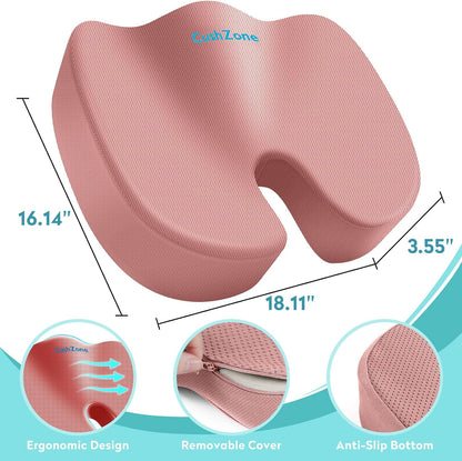 Office Chair Seat Cushion, Cooling Gel Enhanced Memory Foam Cushion for Long Sitting - Back, Sciatica, Coccyx, Tailbone Pain Relief Pillow - for Office, Gaming, Car, Wheelchair - Black, Large