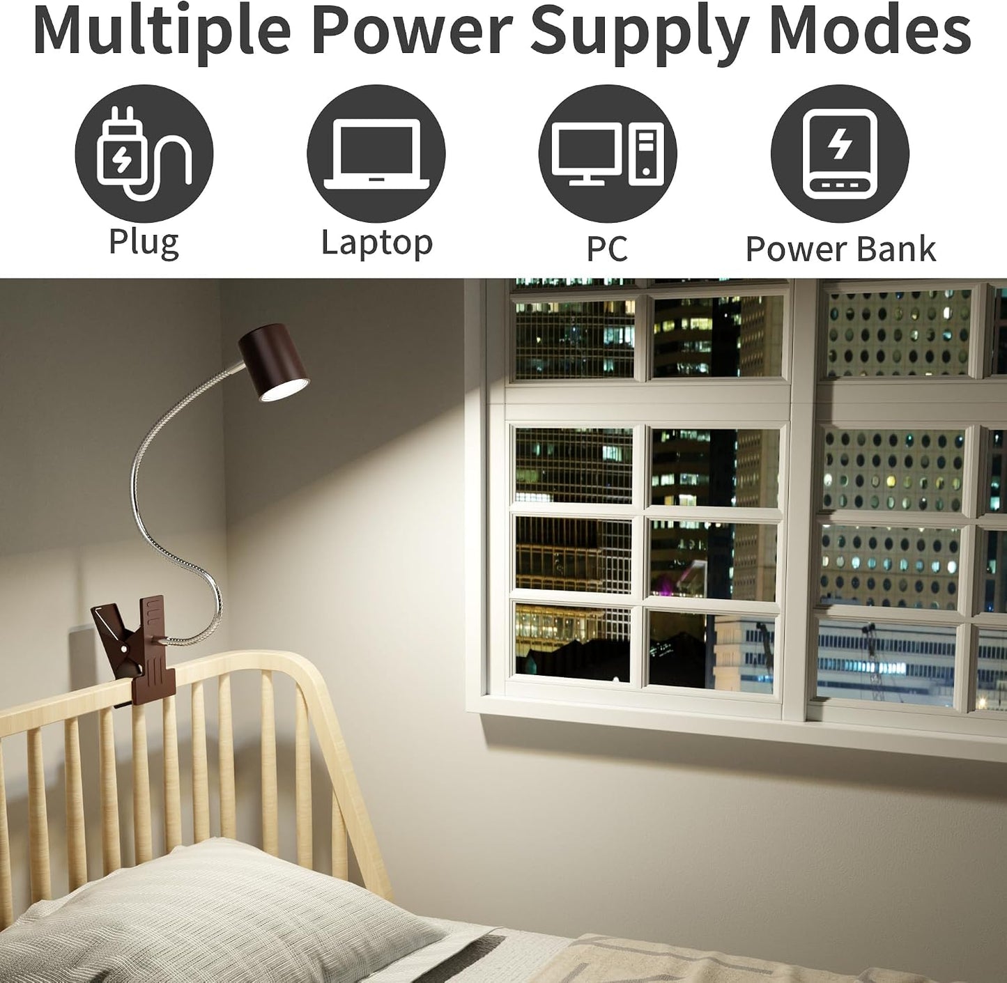Desk Lamp USB Clip On Light,Book Lights for Reading at Night Clamp Light | 3 Color Modes,10 Brightness Clamp Light,360° Gooseneck LED Reading Light for Books in Bed,Eye-Care for Home Office,Headboards