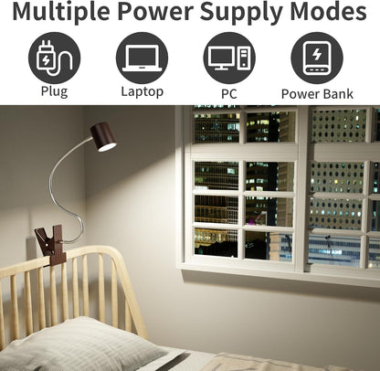 Desk Lamp USB Clip On Light,Book Lights for Reading at Night Clamp Light | 3 Color Modes,10 Brightness Clamp Light,360° Gooseneck LED Reading Light for Books in Bed,Eye-Care for Home Office,Headboards