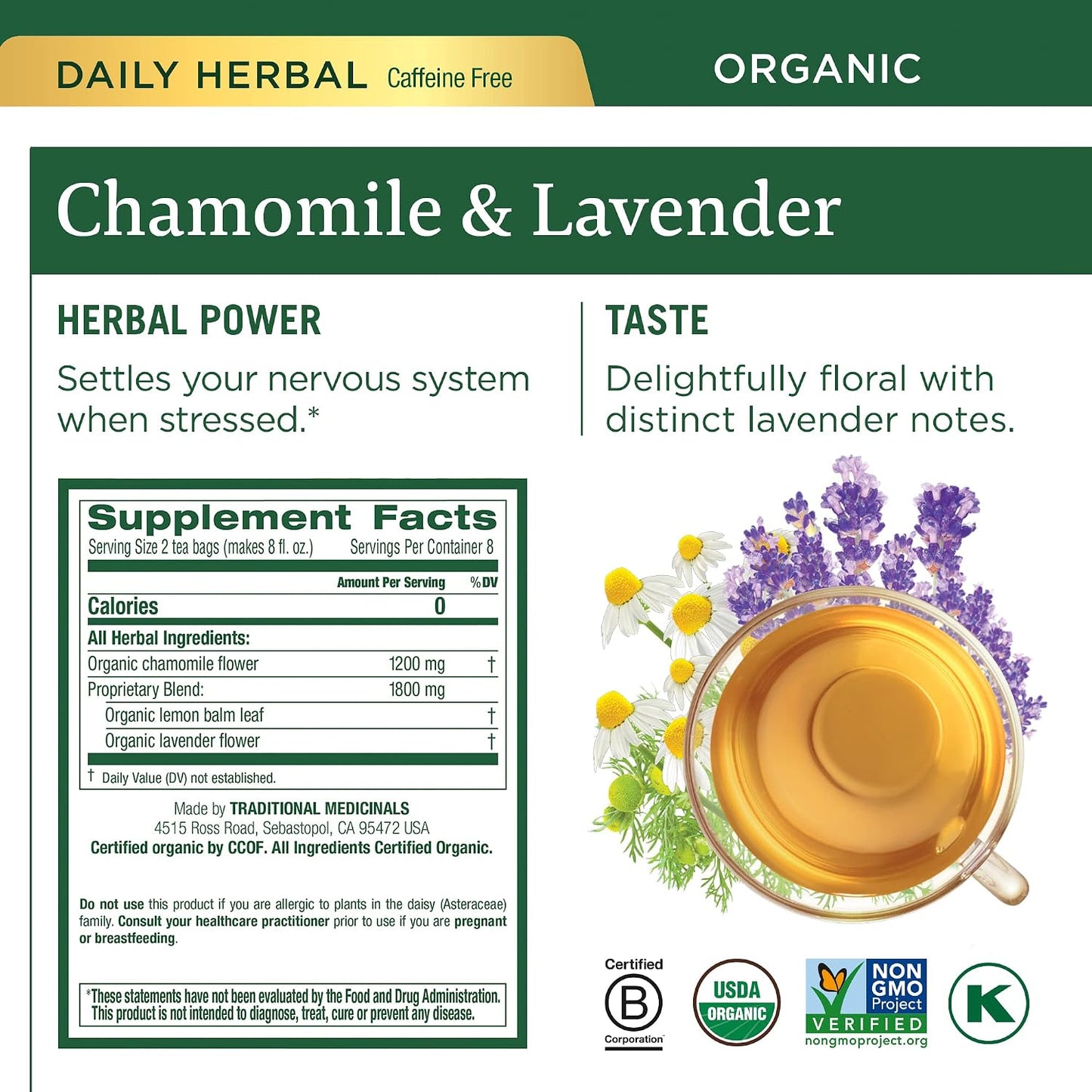 Traditional Medicinals Organic, Nighty Night Extra, Valerian Root & Lemon Balm - Herbal Sleep Aid Tea - Kosher, Non-GMO, Caffeine-Free, Compostable - 96 Tea Bags (6 Packs of 16)