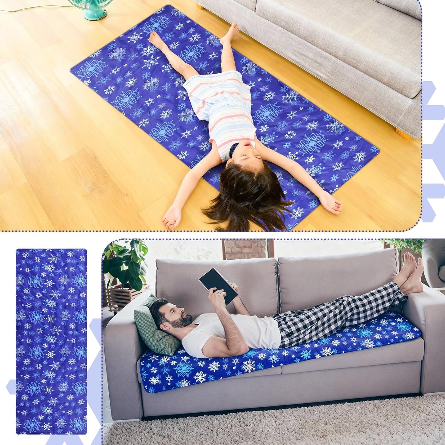 Drydiet Cooling Pad Mat for Bed Cooling Mattress Pad Gel for Sleep, Summer Hot Flashes, Adult, Pets, No Water or Electricity Required(Plain,48 x 28 Inch,Light Blue)
