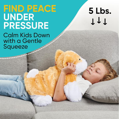 FRIENDLY CUDDLE Weighted Lap Blanket for Kids & Adults – Kids Weighted Blanket – ASD, Sensory Processing Weighted Stuffed Animals Dog Toy – Microwavable Weighted Lap Pad for Kids, 5 Lbs.