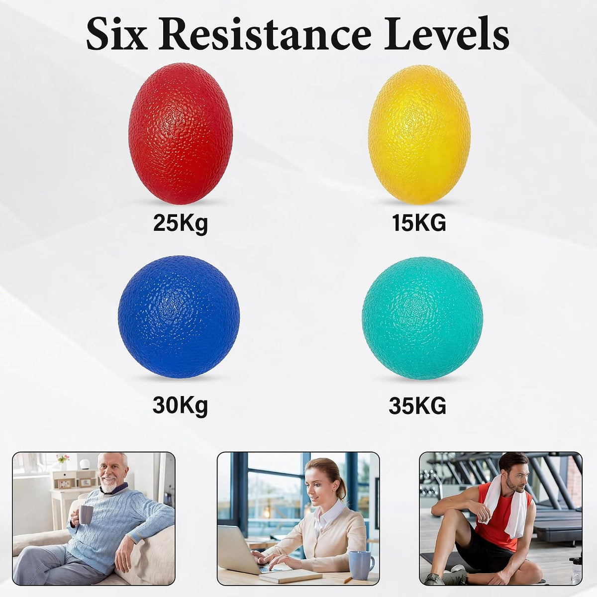 Stress Balls for Adult, Resistance Levels Hand Exercisers for Strength, Hand Strengthening Devices,Squeeze Balls for Hand Therapy,Exercise Squeeze Squishy Wrist Ball, Grip Strength Trainer