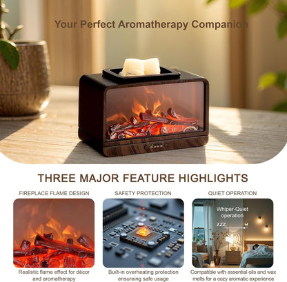 MeplLivs Dynamics Flame Fireplace Electric Wax Melt Warmer PTC Heating Plate Monochromatic Wax Burner Fragrance Wax Warmer for Home Office Gifts & Decor(Black)