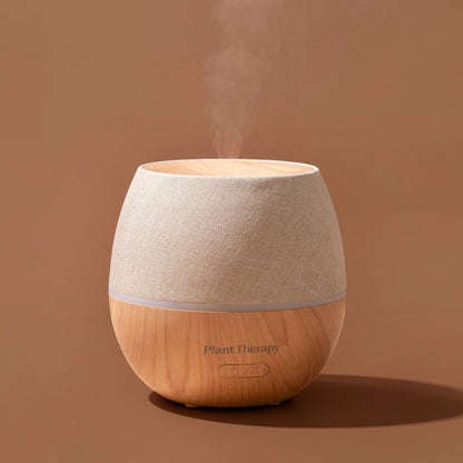 Plant Therapy Home Drift Linen Essential Oil Diffuser, Stylish Linen Cover Adds a Soft, Natural Touch to Any Space, Intermittent & Continuous Mist, Color-Changing Light, 320 Square Feet Coverage