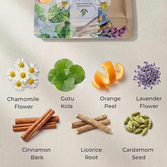 Gardenika Organic Sleep Loose Leaf Tea with Chamomile and Lavender Flowers, Herbal, Caffeine Free, KSA Kosher, Ayurvedic Blend - 4 oz