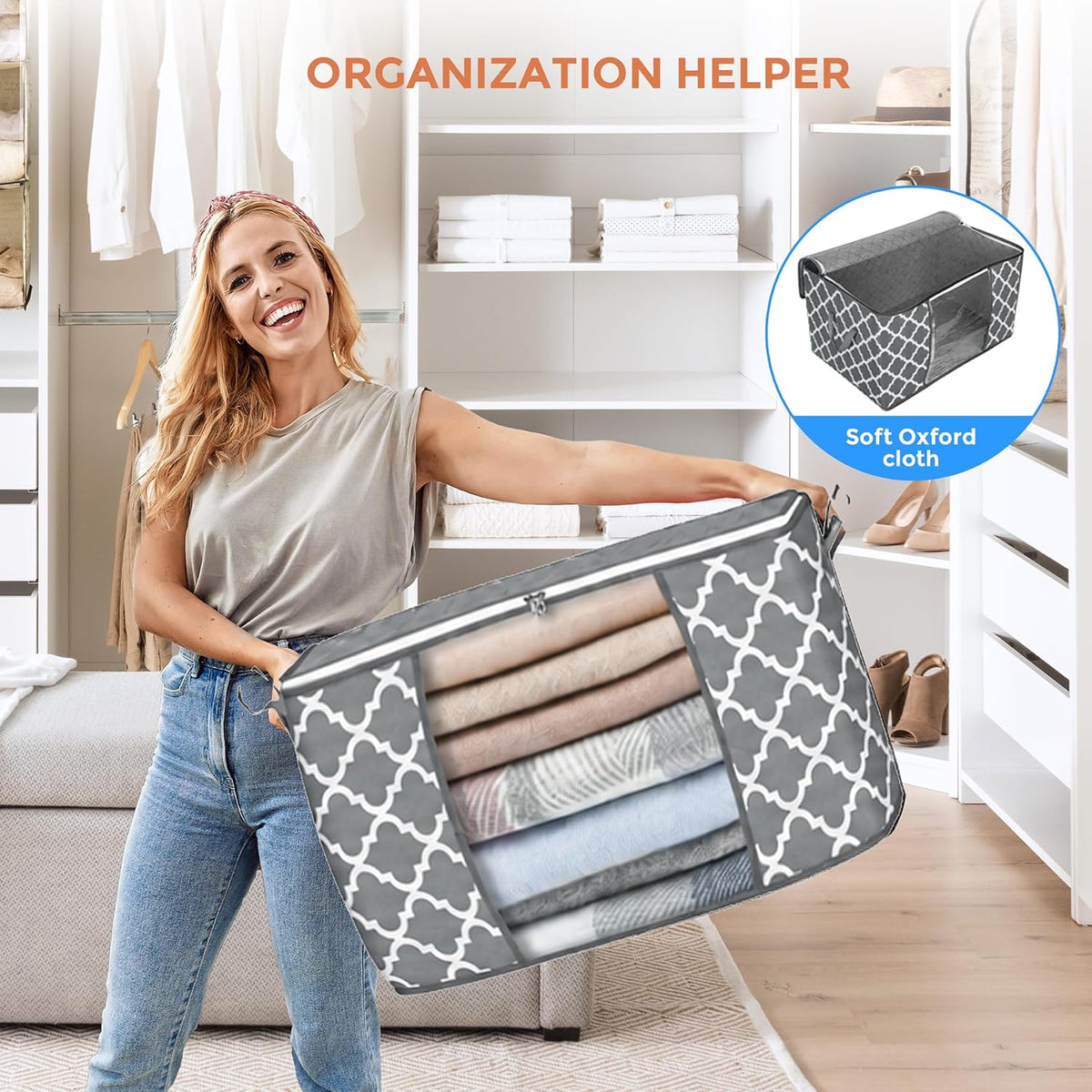 90L Large Storage Bags, Clothes Storage Bins Closet Organizers